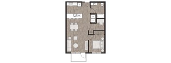 1 bed 1 bath floor plan D at Riverfront Everett, Everett, WA, 98101