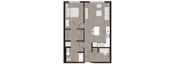 1 bed 1 bath floor plan I at Riverfront Everett, Everett, Washington