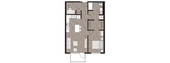 1 bed 1 bath floor plan F at Riverfront Everett, Everett, 98101