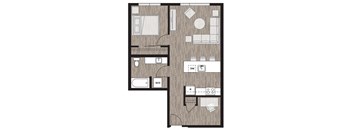 1 bed 1 bath floor plan Gat Riverfront Everett, Everett, Washington