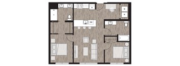 2 bed 2 bath floor plan G at Riverfront Everett, Everett