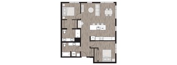 2 bed 2 bath floor plan Iat Riverfront Everett, Washington, 98101