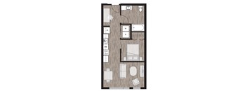 1 bed 1 bath floor plan H at Riverfront Everett, Everett, 98101