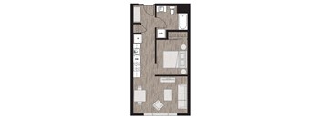 1 bed 1 bath floor plan I at Riverfront Everett, Everett, Washington
