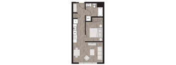 1 bed 1 bath floor plan I at Riverfront Everett, Everett, Washington