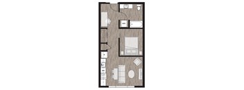 1 bed 1 bath floor plan I at Riverfront Everett, Everett, Washington