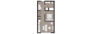 1 bed 1 bath floor plan J at Riverfront Everett, Everett