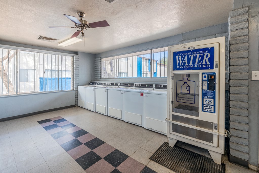 Convenient onsite laundry room at Midtown on Seneca, a pet-friendly apartment community near East Central Tucson, Tucson, AZ