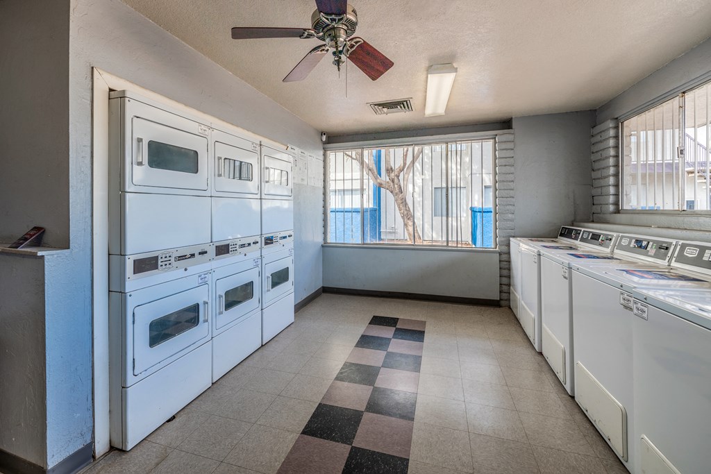 Onsite laundry facilities at Midtown on Seneca, a pet-friendly apartment community near East Central Tucson, Tucson, AZ.