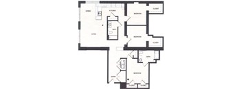 A black and white image of a house floor plan.