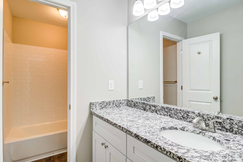 Mirador at Idlewood Apartments in Clarkston Georgia photo of bathroom with granite countertops