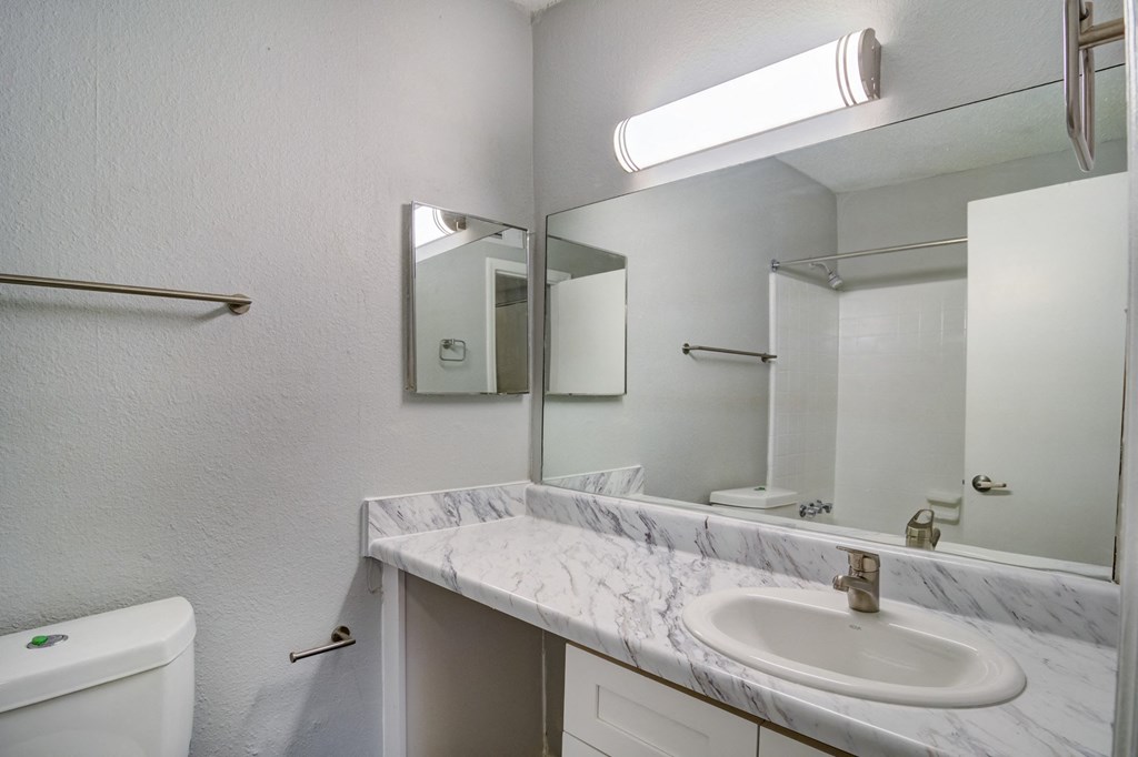 Mirador at Idlewood Apartments in Clarkston Georgia photo of view of bathroom with long vanity