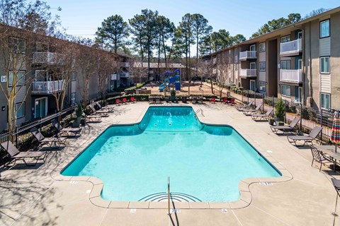 Resort-style swimming pool at Mirador at Peachtree in Atlanta, Georgia, near Briarcliff