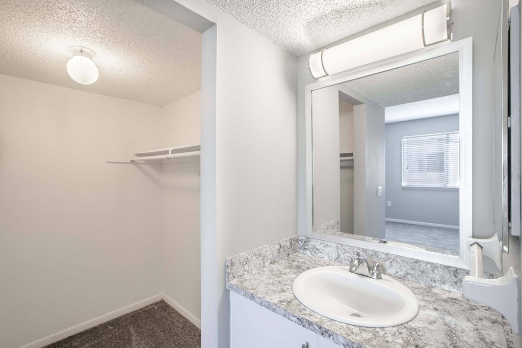 Pet-Friendly Apartments in Kissimmee, FL- Mirador at Woodside -  Bathroom with Large Walk In Closet