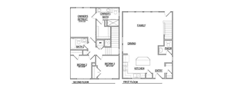 floor plan of the second and third floor of a house