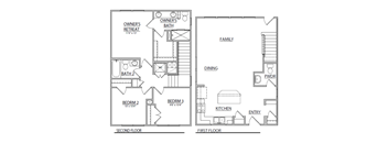a floor plan of a house with bedrooms and a living room