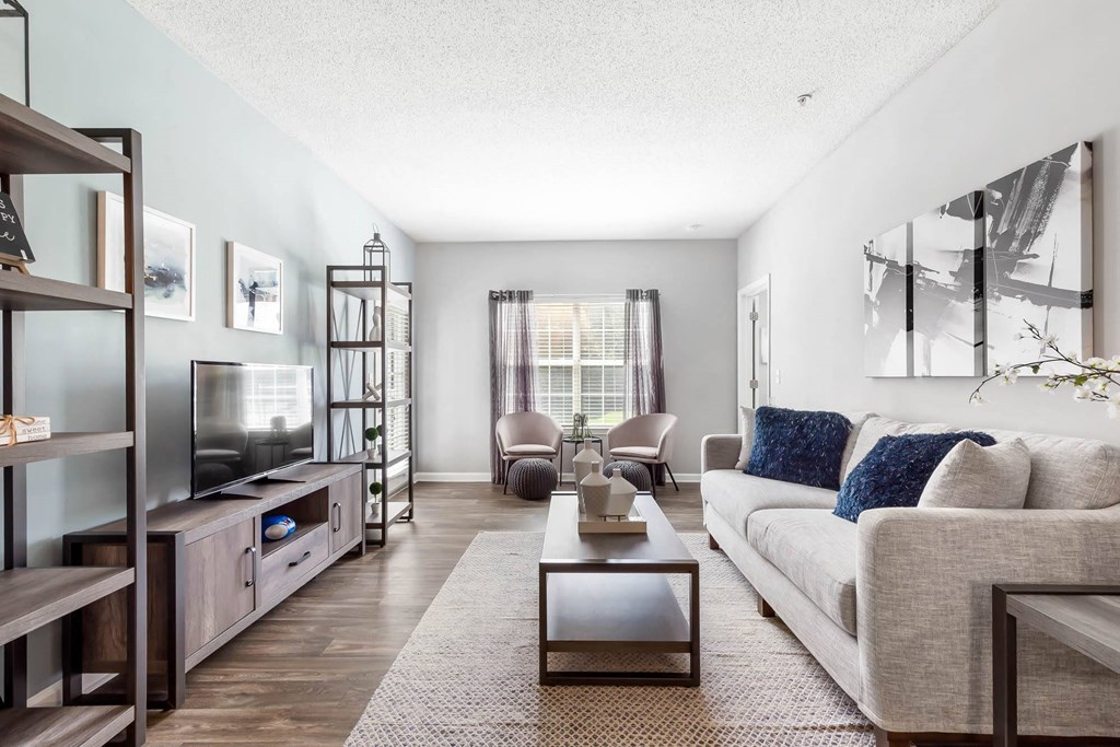 St. Ives Crossing apartments in Stockbridge Georgia photo of living room with hardwood flooring