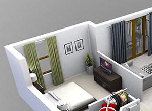 1 Bed, 1 Bath, 865 sq. ft. Monterey Floor Plan