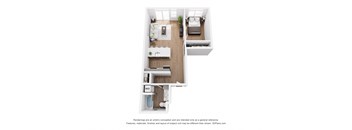 a stylized floor plan of a 2100 sq ft apartment