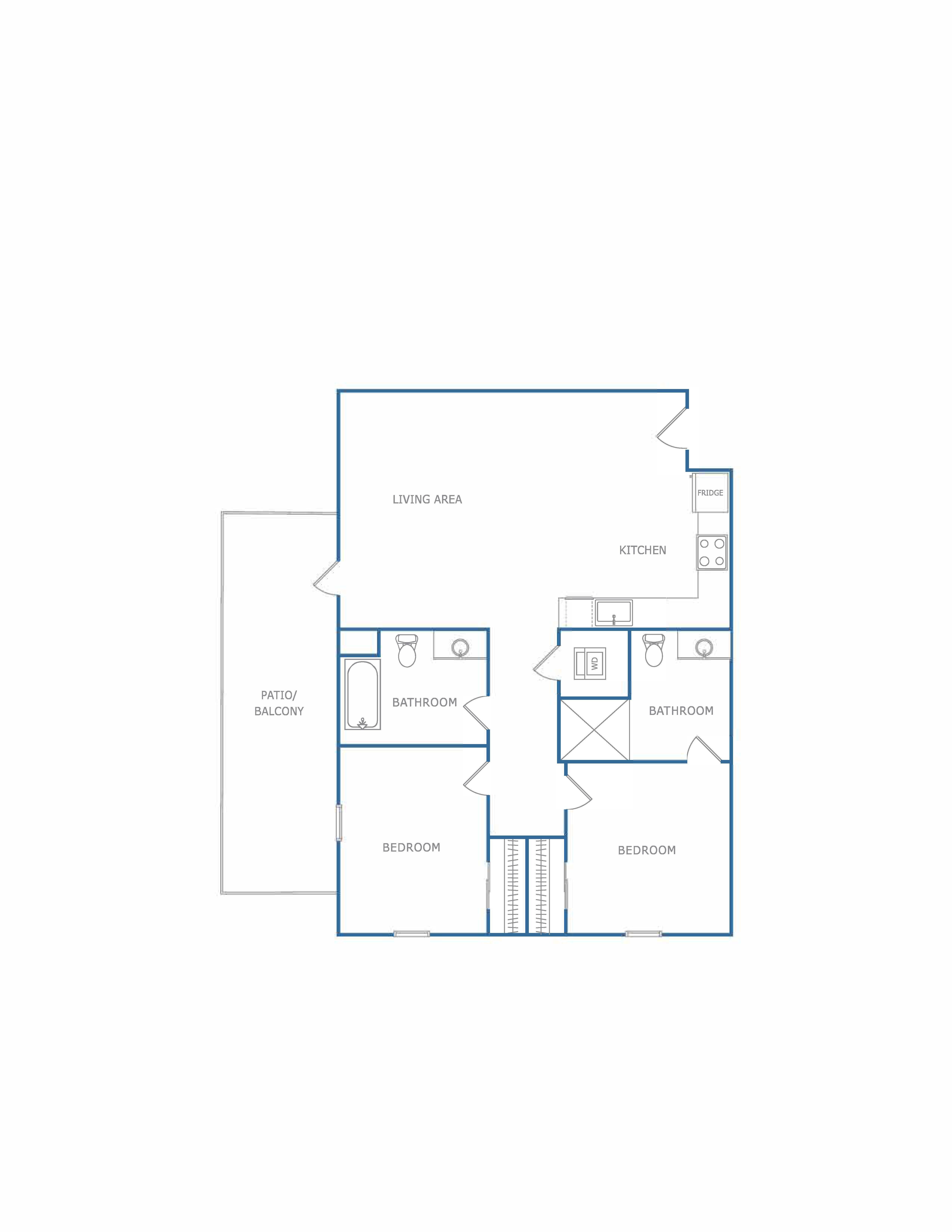 A blueprint of a house layout with labeled rooms.