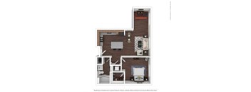 a floor plan of a 1 bedroom apartment with 1 bath