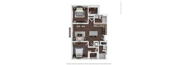 a floor plan of a 2 bedroom apartment with 2 bath