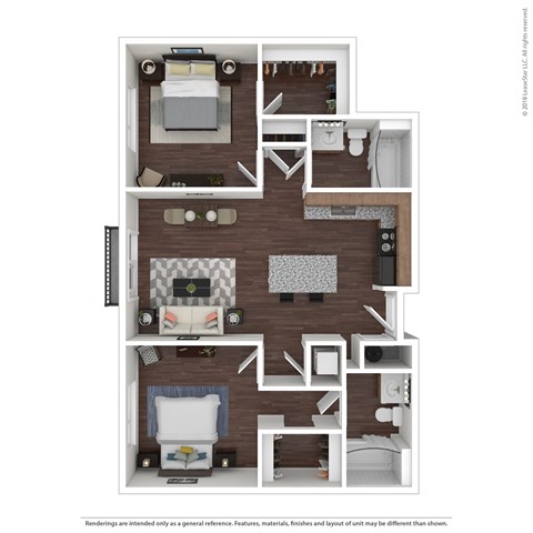 a floor plan of a 2 bedroom apartment with 2 bath
