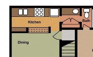 2 Bed - 2 Bath |986 sq ft Two Bedroom Townhome floorplan
