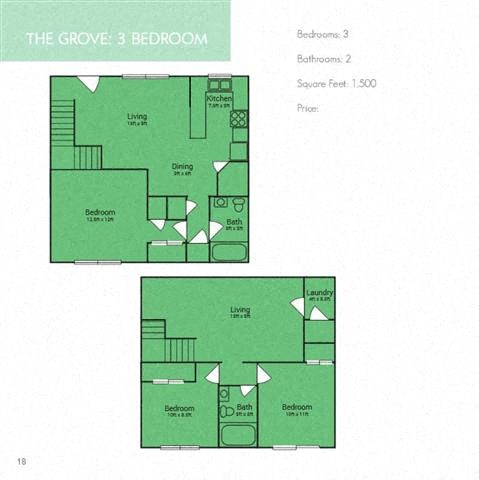 the grove 3 bedrooms 2 bathroom 1,500 sq. ft.