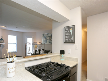 The Falls at Sope Creek Marietta Georgia photo of updated kitchen with black appliances - Photo Gallery 3