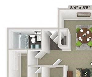 2 Bed 2 Bath 1141 square feet floor plan Hawthorne