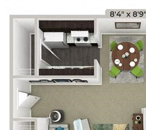 1 Bed 1 Bath 775 square feet floor plan Jasmine