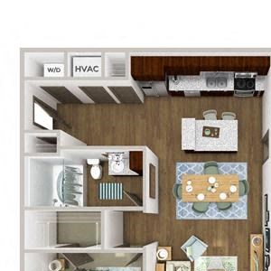 2 Bed 2 Bath 1241 square feet floor plan B1