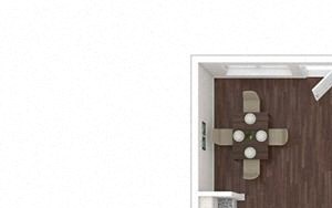 1 Bed 1 Bath 695 square feet floor plan A2 3d furnished