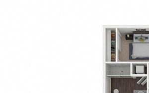 2 Bed 1.5 Bath 802 square feet floor plan B2 3d furnished