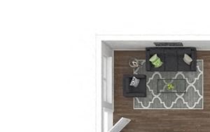 1 Bed 1 Bath 480 square feet floor plan 3d furnished