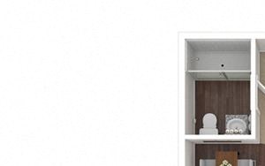 1 Bed 1 Bath 455 square feet floor plan A1 3d furnished