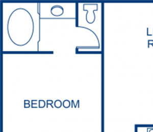 1 Bed - 1 Bath |832 sq ft 1 Bed | 1 Bath floorplan