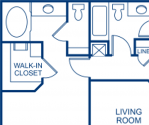 2 Bed - 2 Bath |1120 sq ft 2 Bed | 2 Bath floorplan