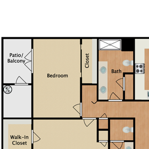 2 Bed, 2 Bath, 1200 sq. ft. floor plan