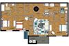 3 Bed 2 Bath 1182 square feet furnished floor plan THE MARKET