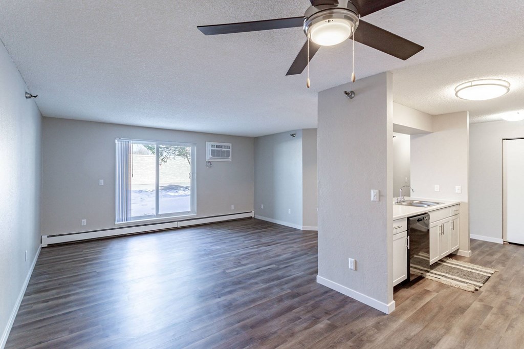 open living room and kitchen space
