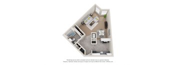 this is a 3d floor plan of a 1 bedroom apartment at the biltmore apartments