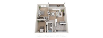 this is a 3d floor plan of a 1 bedroom apartment at the biltmore apartments