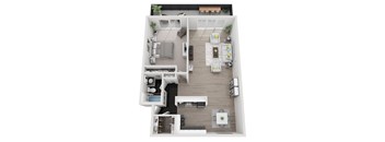 a floor plan of a one bedroom apartment with a bathroom and living room