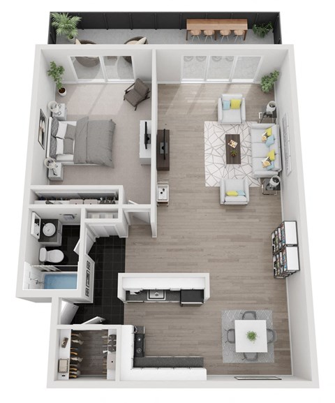 a floor plan of a one bedroom apartment with a bathroom and living room