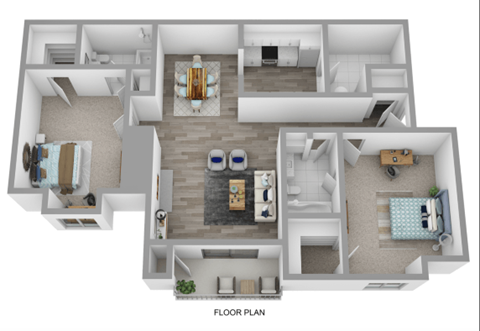 1 Park Central Apartments in Peachtree Corners photo of oconee floorplan with two bedrooms and two bathrooms