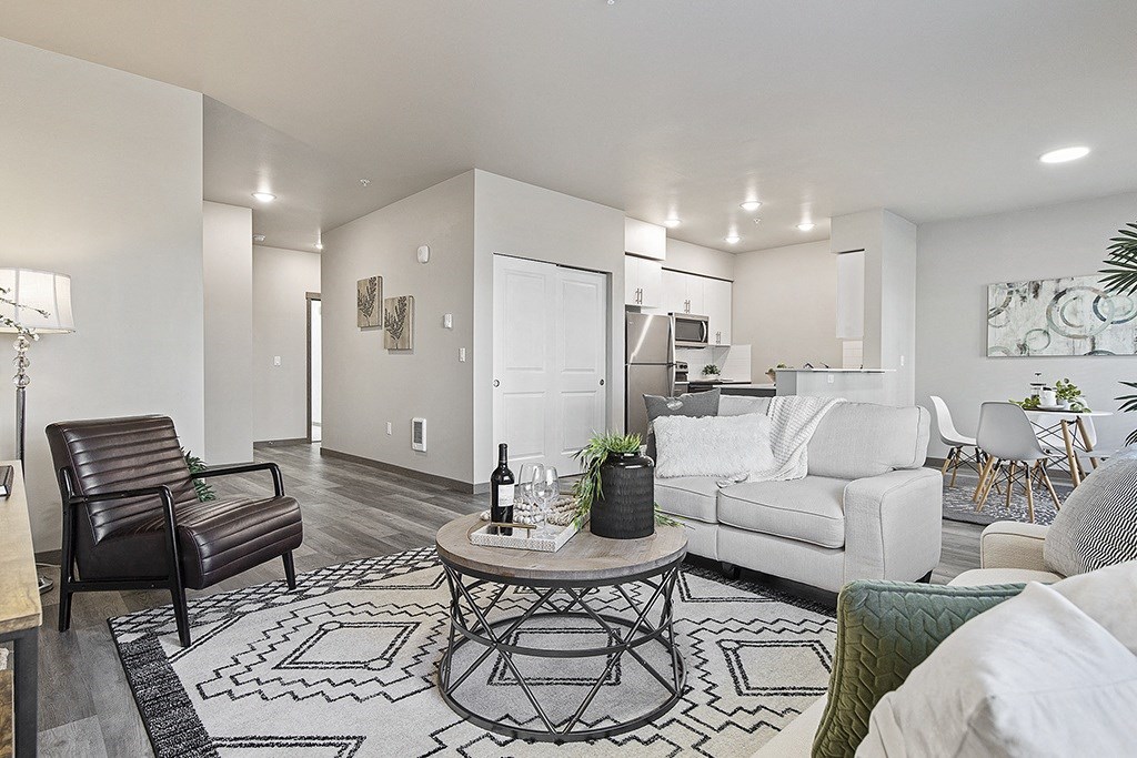 our apartments offer a spacious living room and kitchen,