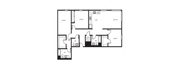 Orion apartments in Oakland California photo of Three bedroom and Two bathroom floorplan