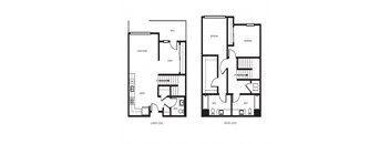 Orion apartments in Oakland California photo of Two bedroom and Two and a half bathroom townhome floorplan